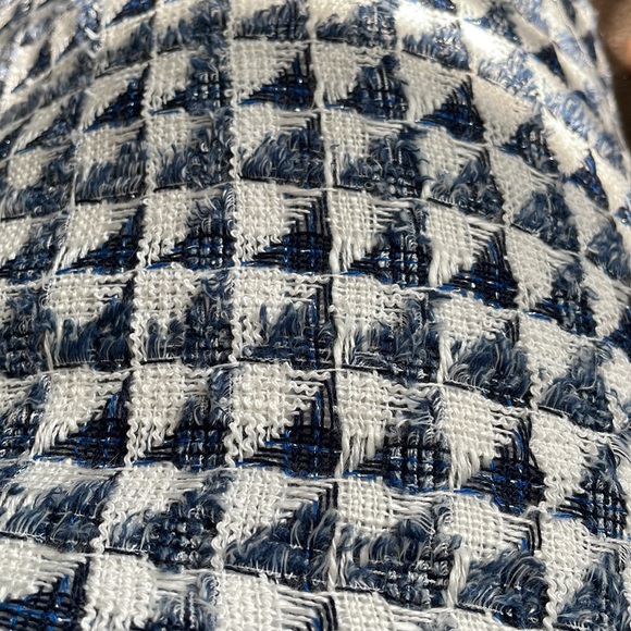 LOFT Tweed Triangle Blue and White Pencil Skirt with Pockets - Picture 5 of 7